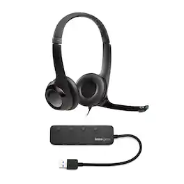 Logitech - USB Headset H390 with Noise Cancelling Mic and 4 Port USB Hub