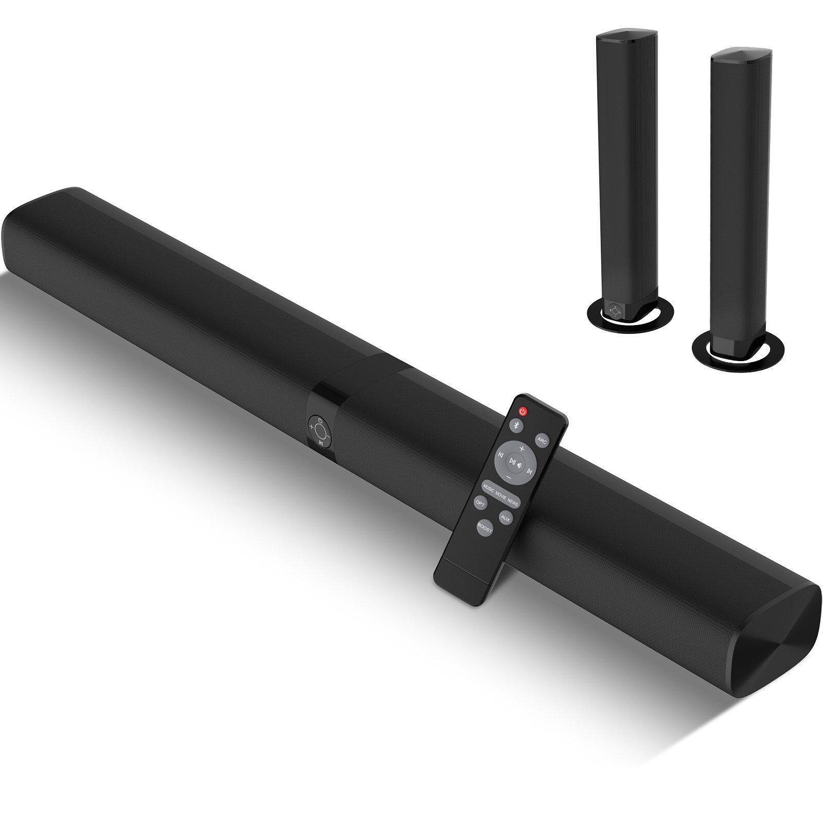Front. MOVSSOU - Bluetooth Soundbar Auto Volume Boost 2 in 1 Separable Bluetooth/ARC/Opt/AUX Connect Soundbar - black.