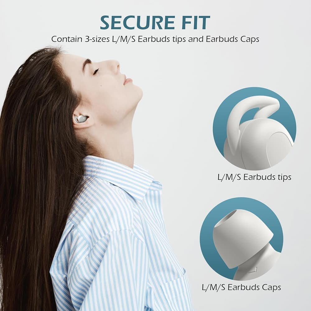 MOSZAR LLC - Wireless Sleep Earbuds Bluetooth 5.3 with Noise-Blocking Design and Built-in Mic – Off-White