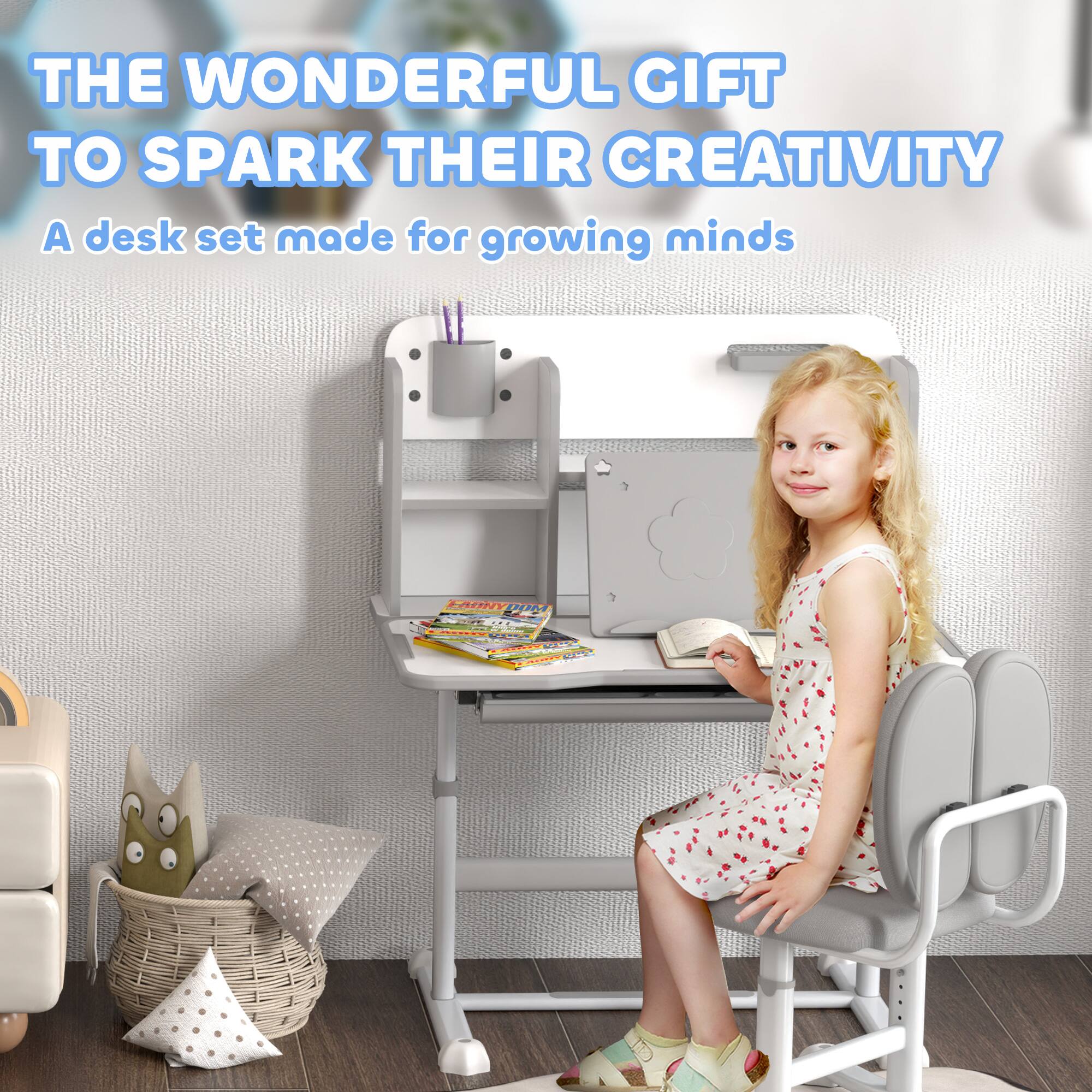 THE WONDERFUL GIFT TO SPARK THEIR CREATIVITY  
A desk set made for growing minds