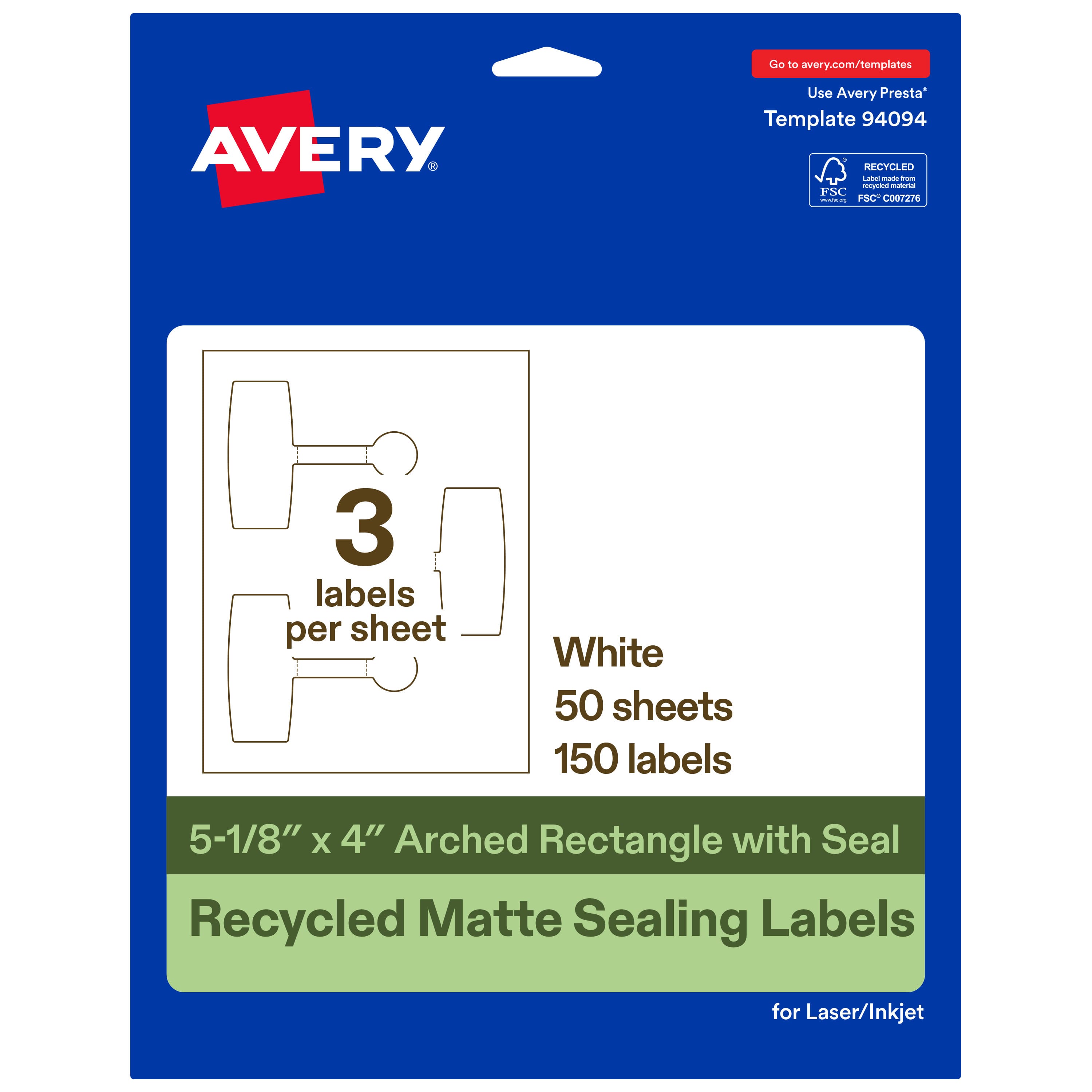 "Avery - Avery® Sealing Labels, 5-1/8"" x 4"", Recycled Matte 150 Total - White" price history on PriceWatchPro