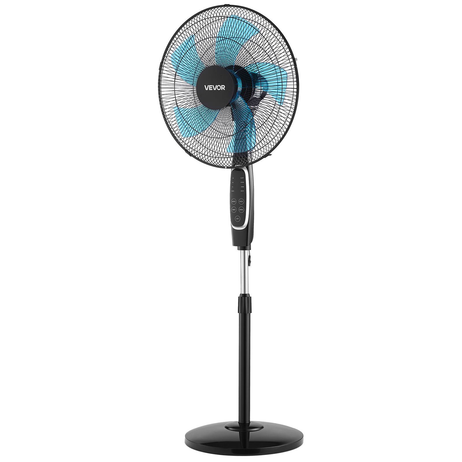 Alt View 5. VEVOR - 18-Inch Pedestal Fan, 2700 CFM Standing Floor Fan with Remote Control, 9 Speeds & 3 Modes, Oscillating Adjustable Height - Black.