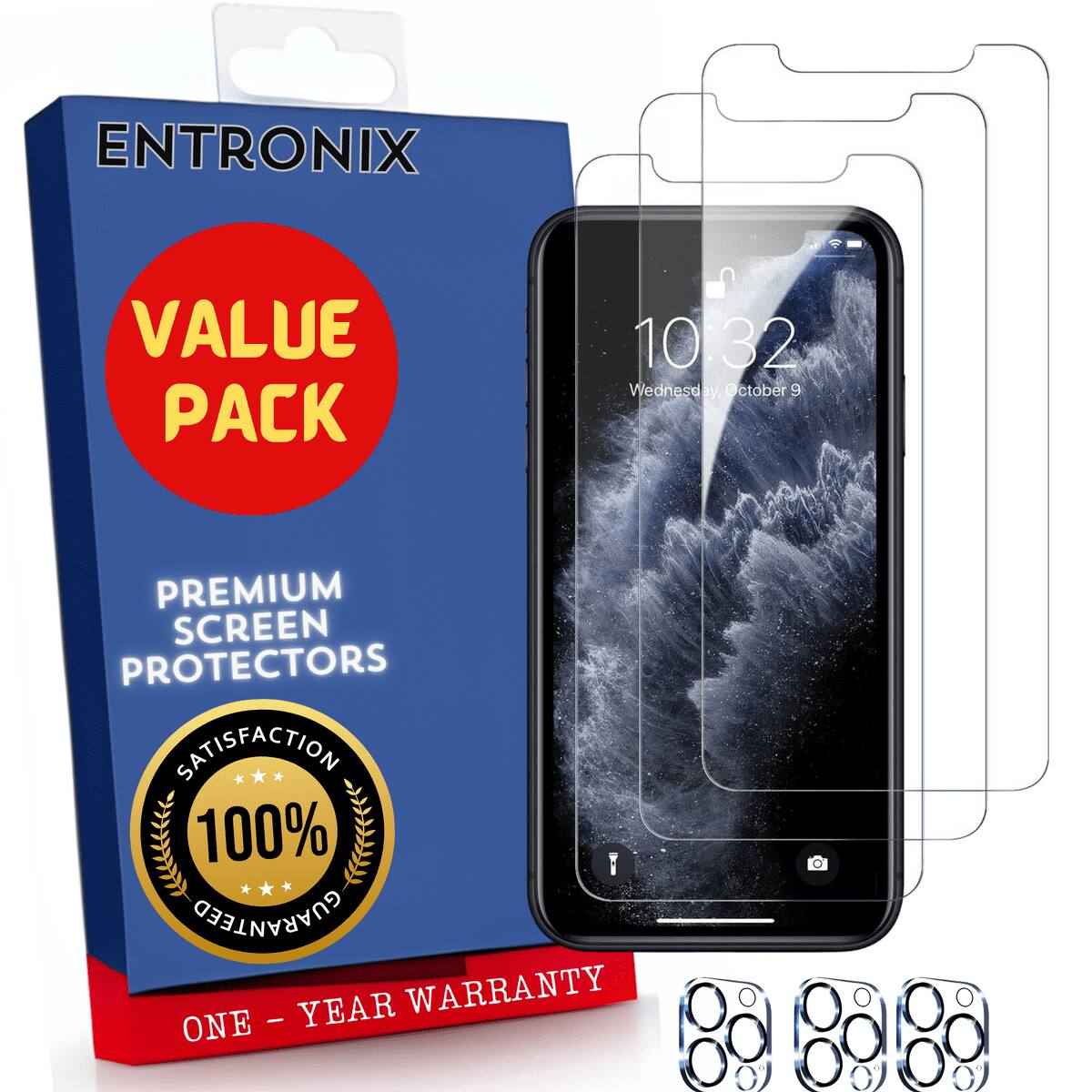 ENTRONIX  
VALUE PACK  
PREMIUM SCREEN PROTECTORS  
SATISFACTION 100% GUARANTEED  
ONE - YEAR WARRANTY