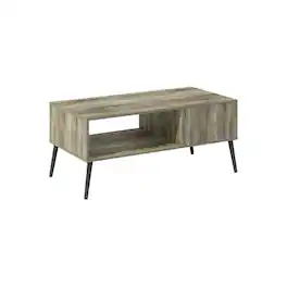 FurniFact - Light Wood Mid Century TV Stand for TVs Up to 40 with Wood Legs - French Oak