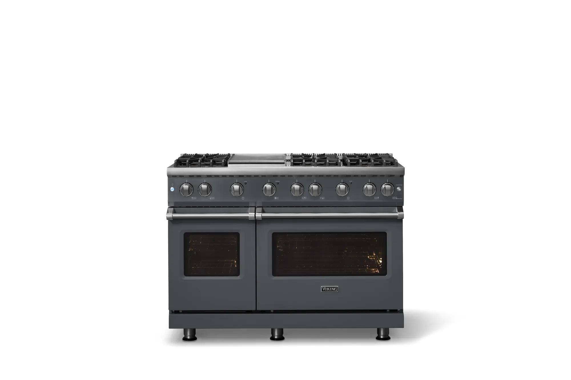Alt View 1. Viking - Pro 5 Series 6.1 Cu. Ft. Freestanding Sealed 6 Burner Gas Convection Range w. Griddle - Cast Black - Cast Black.