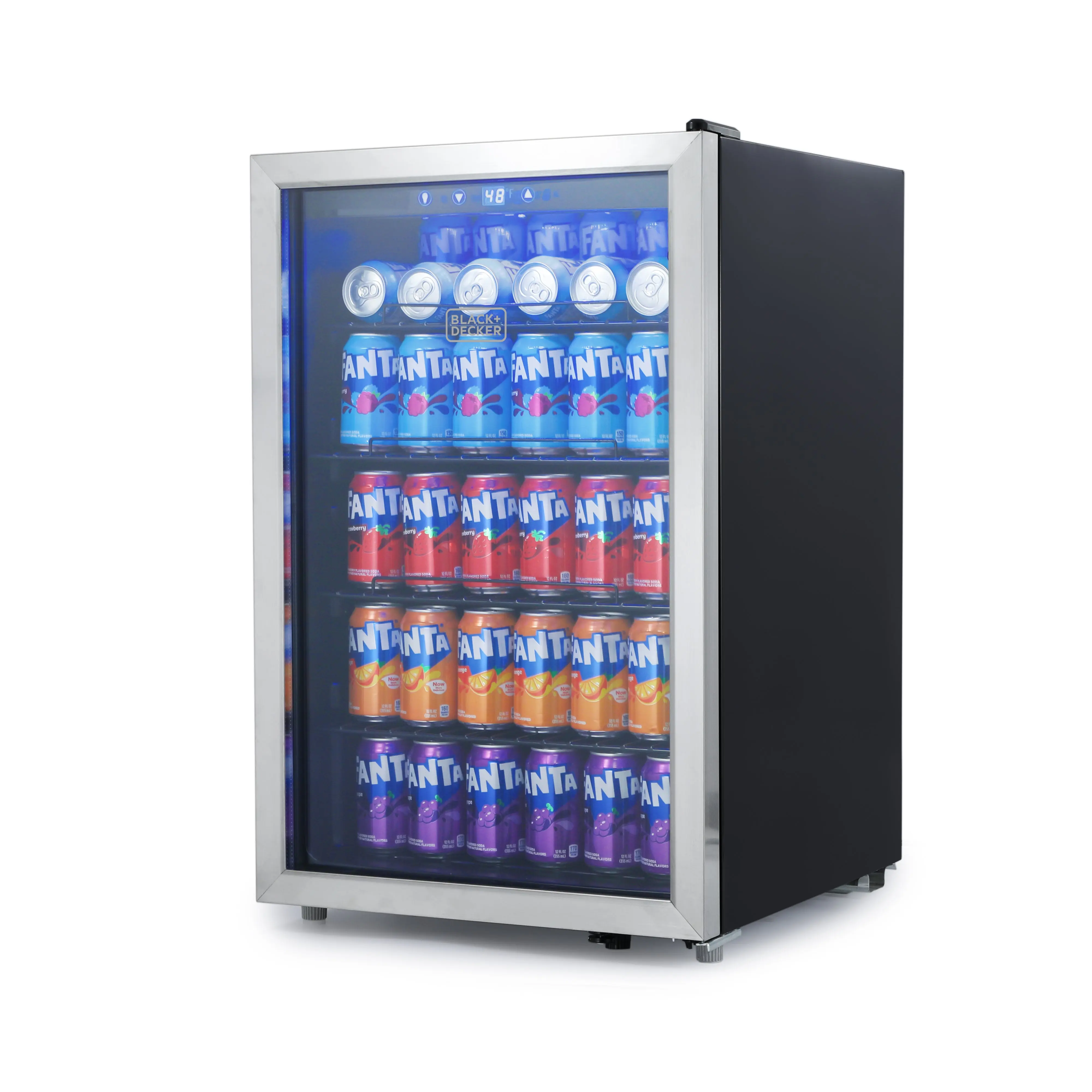 Black+Decker - 4.4 Cu. Ft. Beverage Cooler with Double Pane Glass Door, Beverage Refrigerator with 160-Can Capacity - Black