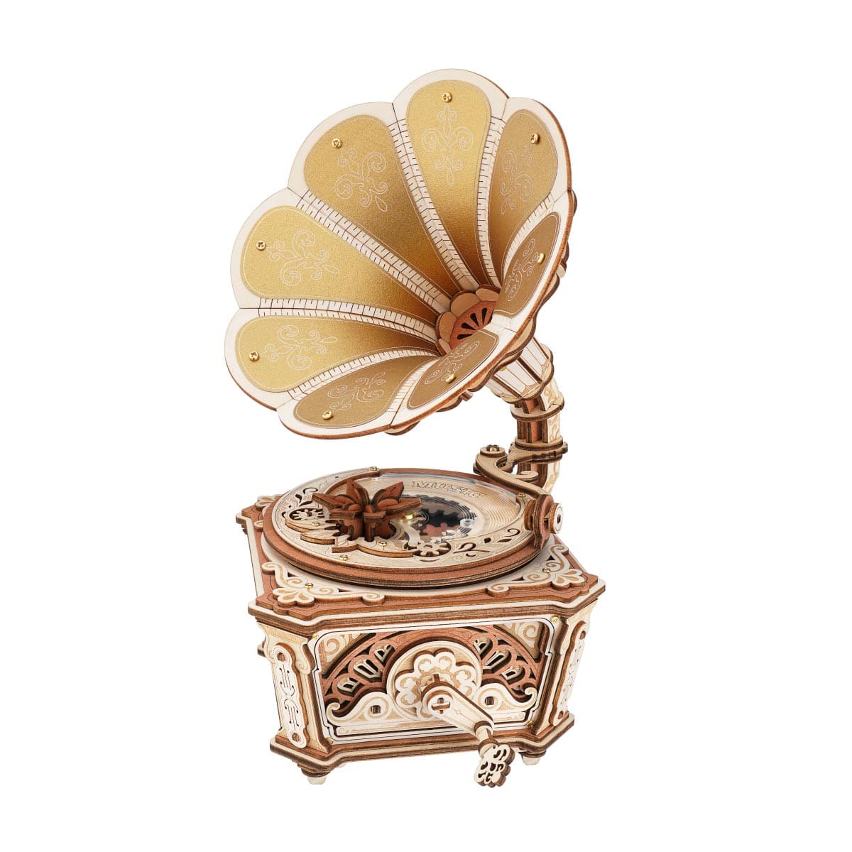 ROKR - 3D Wooden Puzzles Diva Phonograph Music Box Mechanical Model Kit to Build, AMK82