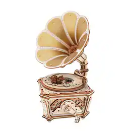 ROKR - 3D Wooden Puzzles Diva Phonograph Music Box Mechanical Model Kit to Build, AMK82