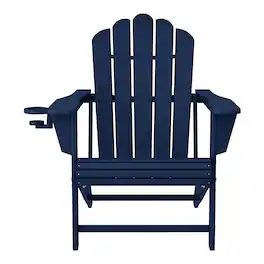 WestinTrends - Highland Outdoor Patio HDPE Adirondack Chair With Cup Holder - Navy Blue