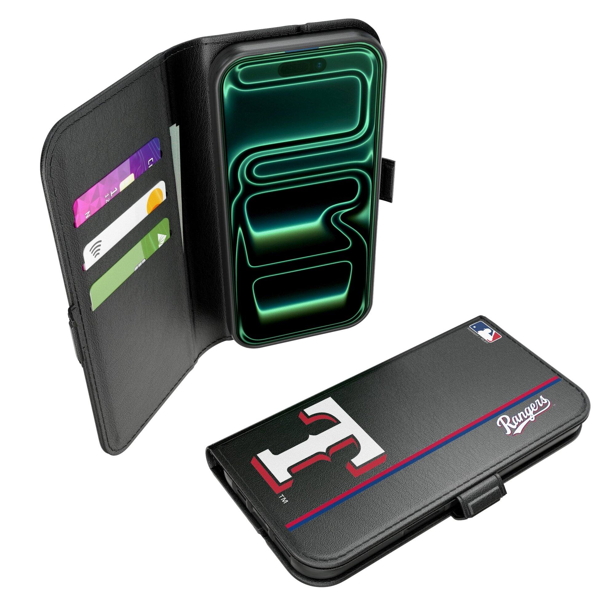 Front. Keyscaper - Texas Rangers iPhone Folio 2.0 Case - 17 - Black.
