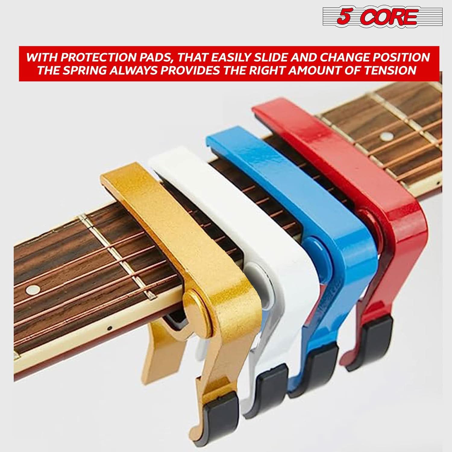 5 CORE

WITH PROTECTION PADS, THAT EASILY SLIDE AND CHANGE POSITION THE SPRING ALWAYS PROVIDES THE RIGHT AMOUNT OF TENSION