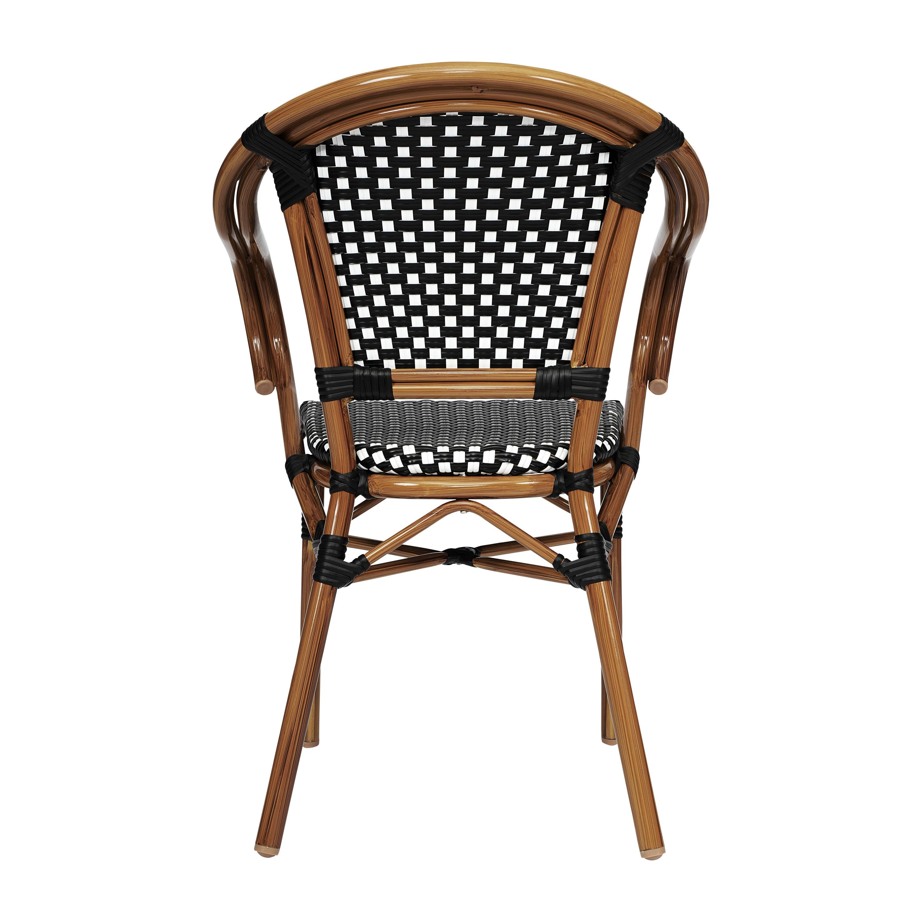 Alt View 7. Emma + Oliver - 4 Pack Stacking Bistro Chair with Metal Frame & PE Seat - Black & White/Natural Frame.