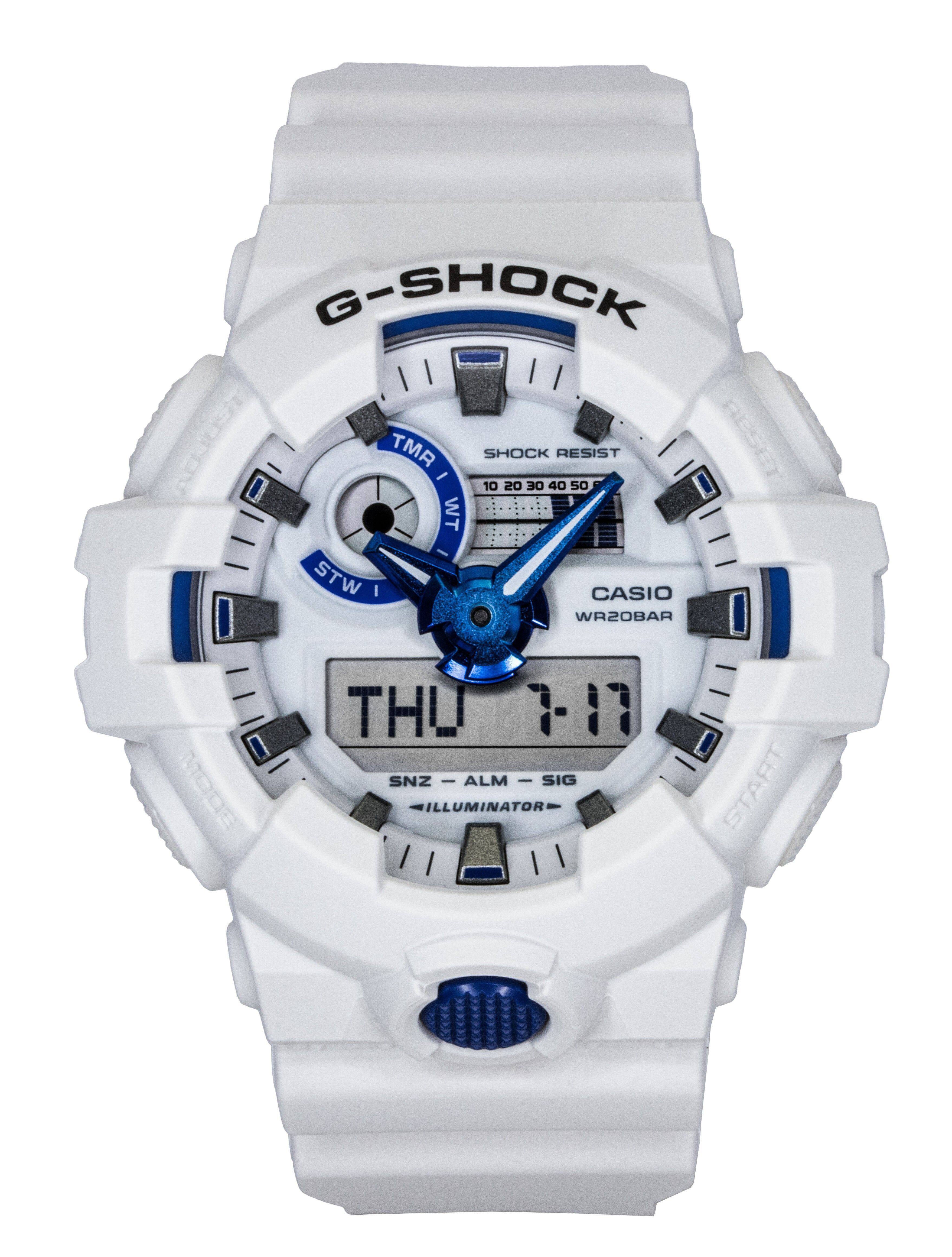 Casio - G-SHOCK Illuminator Quartz GA-700HDS-7A Mens Watch Analog Digital Alarm Stopwatch World Time - White