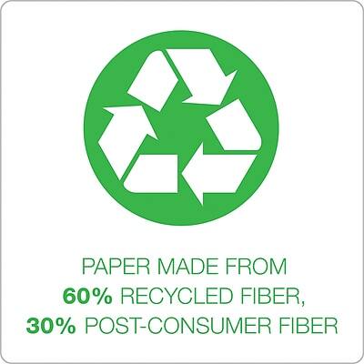 PAPER MADE FROM  
60% RECYCLED FIBER,  
30% POST-CONSUMER FIBER
