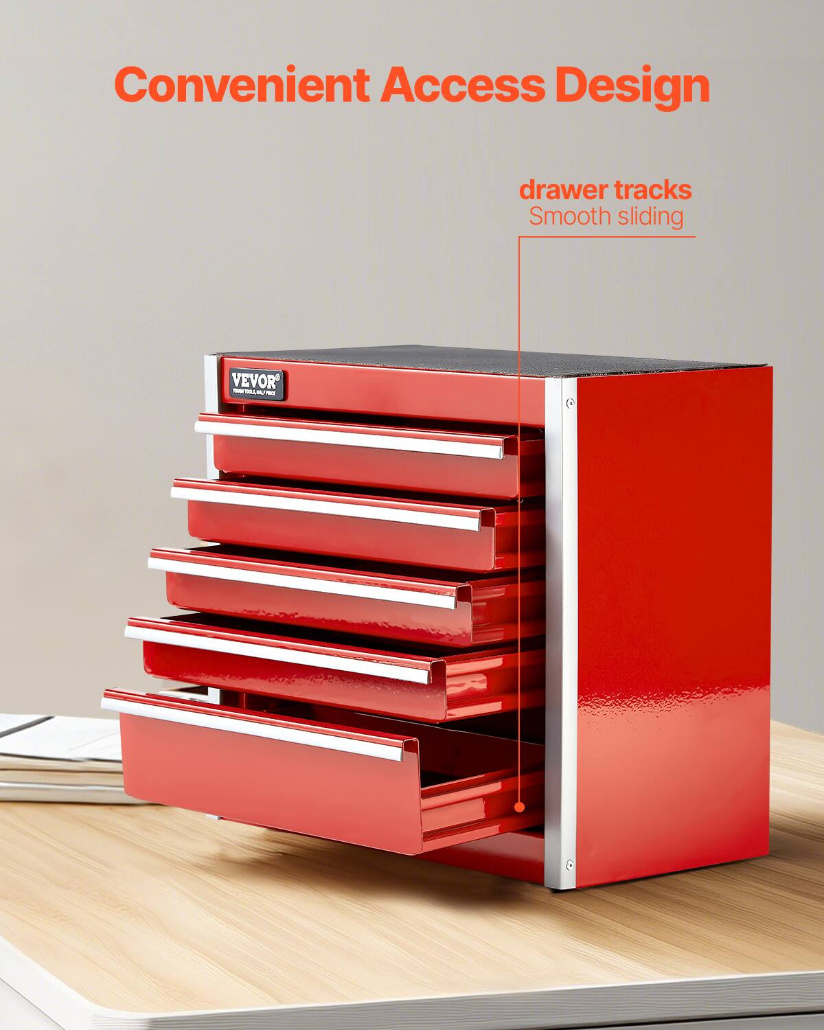 Convenient Access Design

drawer tracks
Smooth sliding

VEVOR