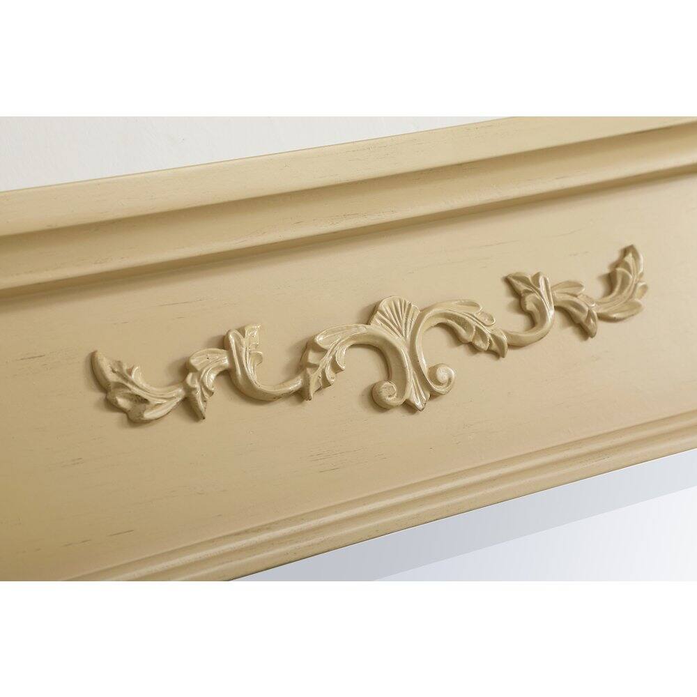 Angle. Elegant Decor - Wood Frame Mirror 22 Inch X 28 Inch In Light Antique Beige - Light Antique Beige.