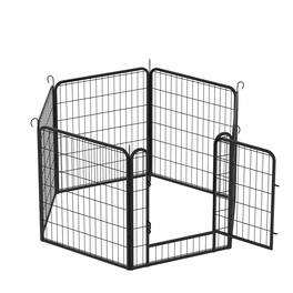 Dexmalle - Dexmalle-31.7"H Dog Fence Pet Exercise Pen,6 Panels Heavy Duty Metal Playpen with door-Black