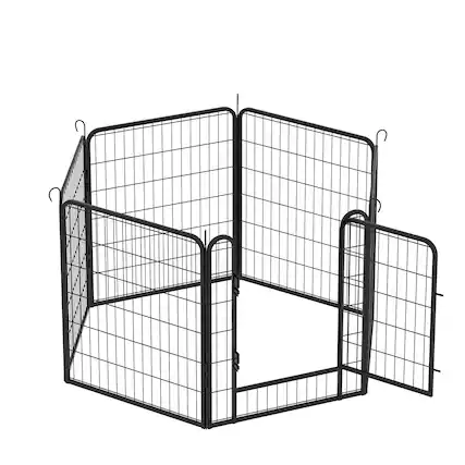 Front. Dexmalle - Dexmalle-31.7"H Dog Fence Pet Exercise Pen,6 Panels Heavy Duty Metal Playpen with door-Black.