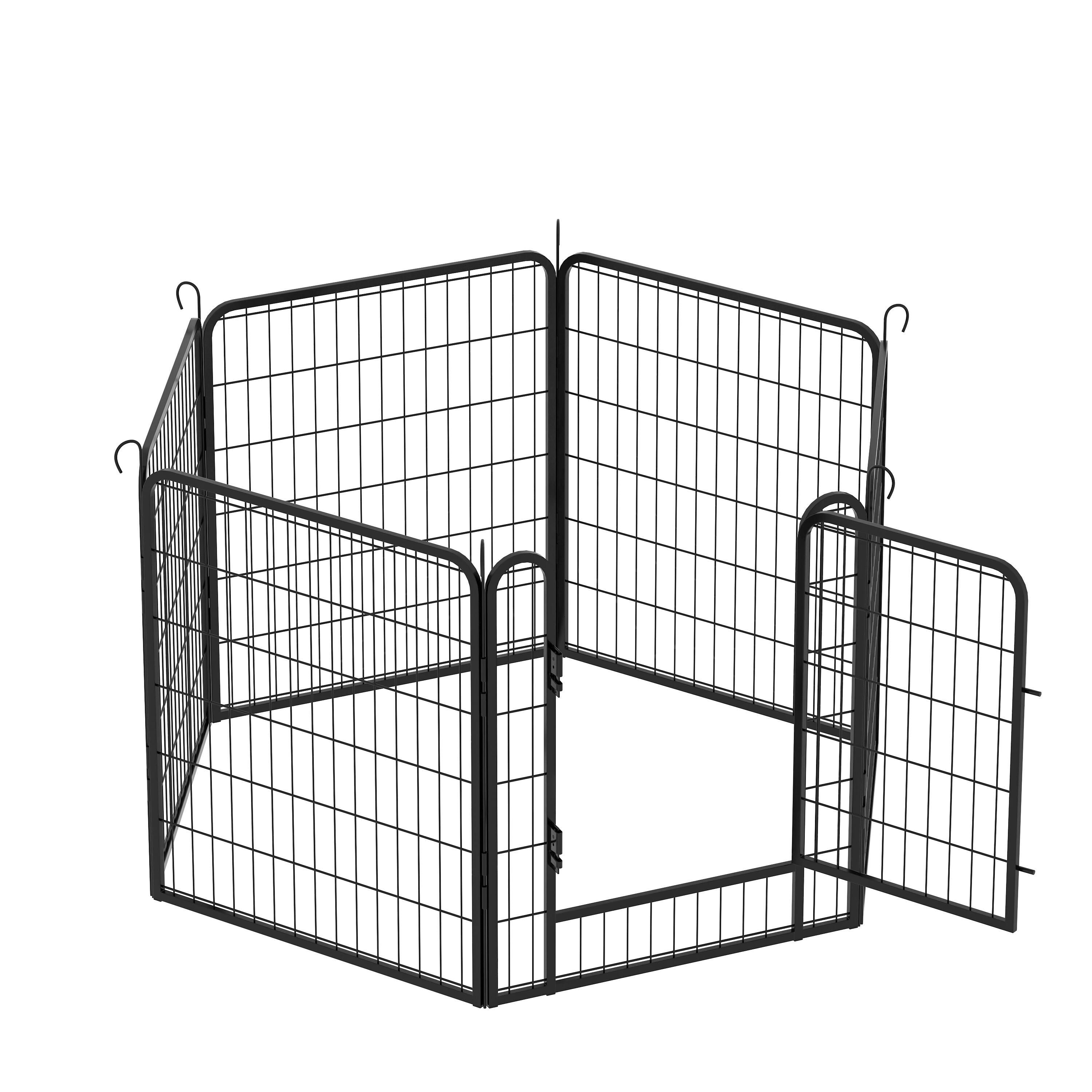 Front. Dexmalle - Dexmalle-31.7"H Dog Fence Pet Exercise Pen,6 Panels Heavy Duty Metal Playpen with door-Black.