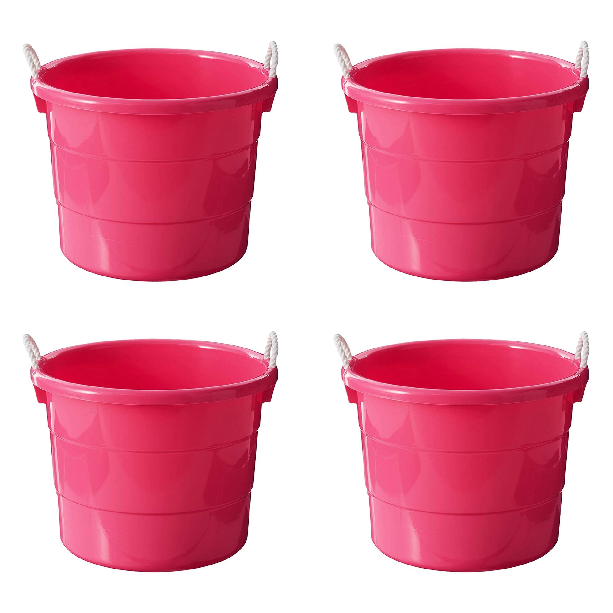 Homz Plastic 18 Gallon Utility Bucket Tub Container with Handles, (2 ...