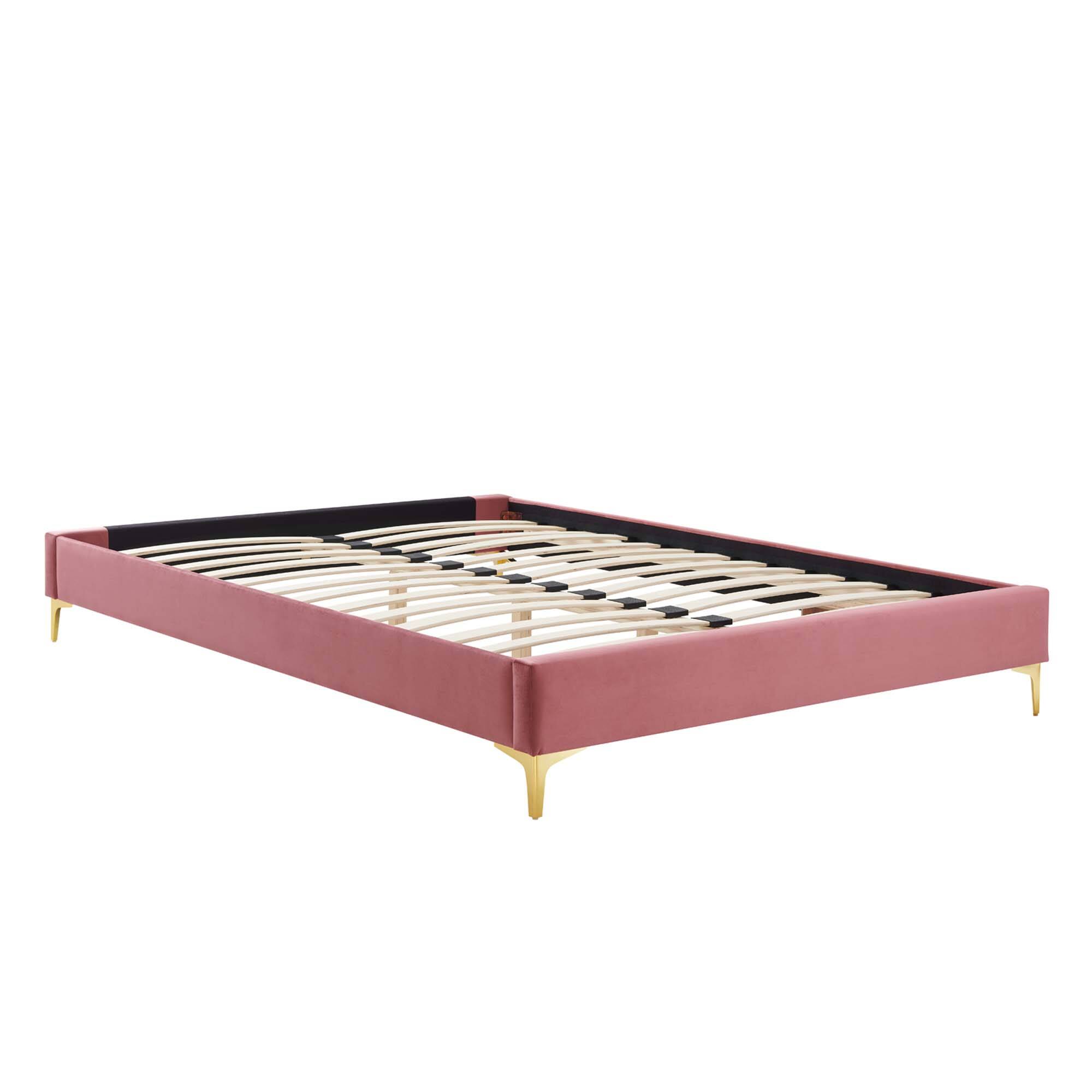 Left. Modway - Amber Tufted Performance Velvet Twin Platform Bed - Red.