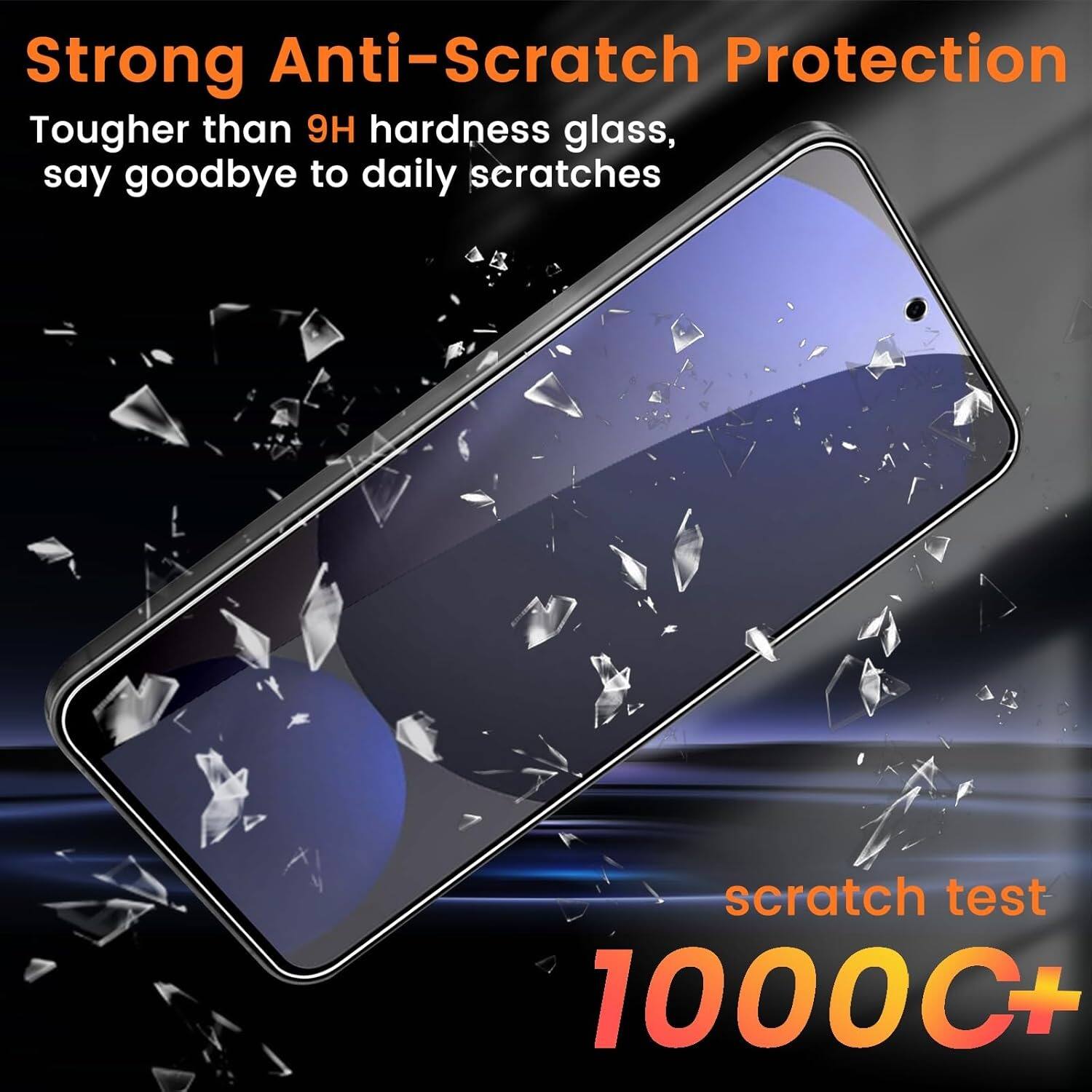 Strong Anti-Scratch Protection  
Tougher than 9H hardness glass, say goodbye to daily scratches  

scratch test 1000C+
