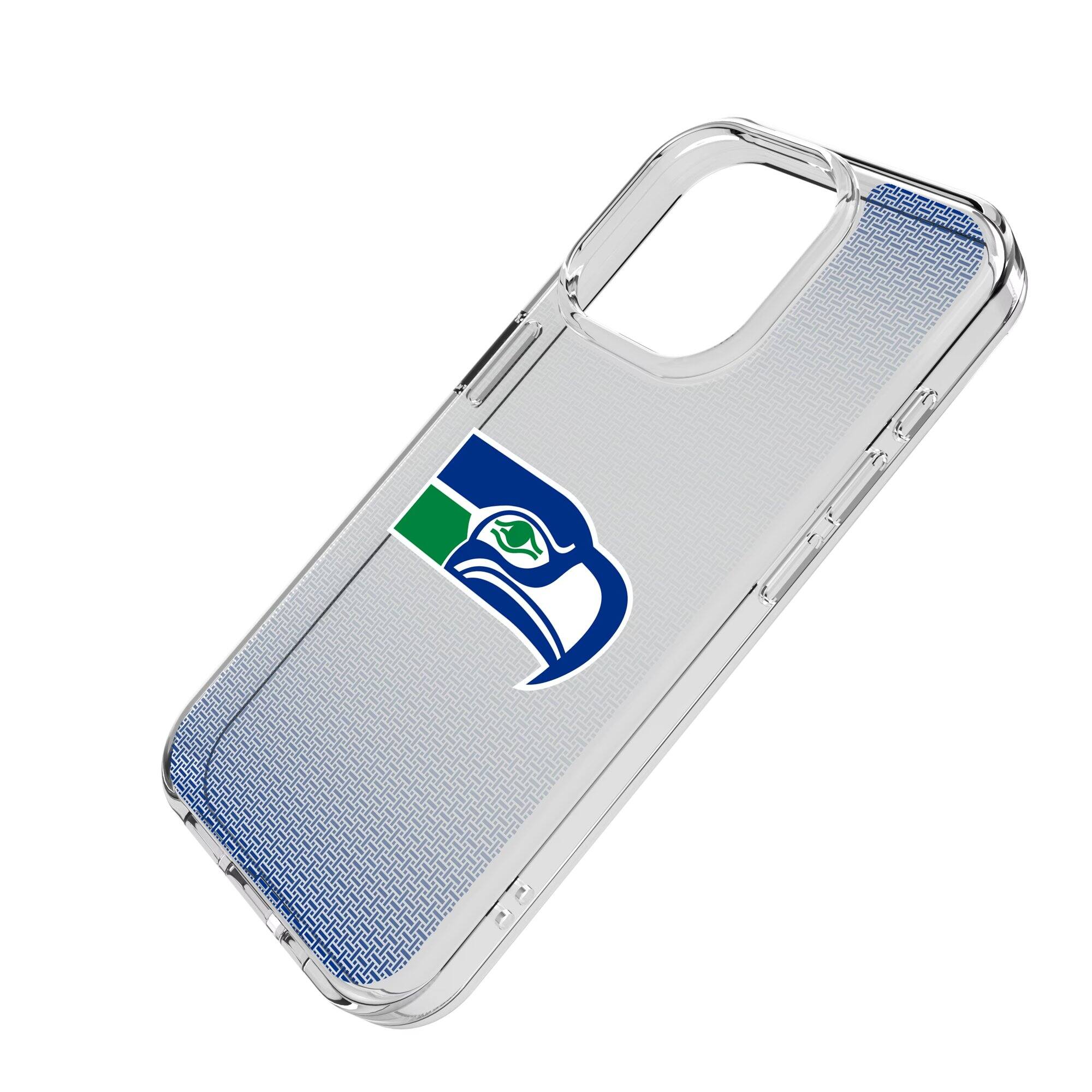 Alt View 1. Keyscaper - Seattle Seahawks Linen Logo iPhone Clear Case - 13 Pro Max - Multicolor.