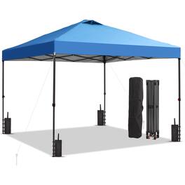Ainfox - 12x12 Pop Up Canopy Patio Carpas,One Push Set up with Central Lock,Hand Carry Bag,4 Sandbags - Blue