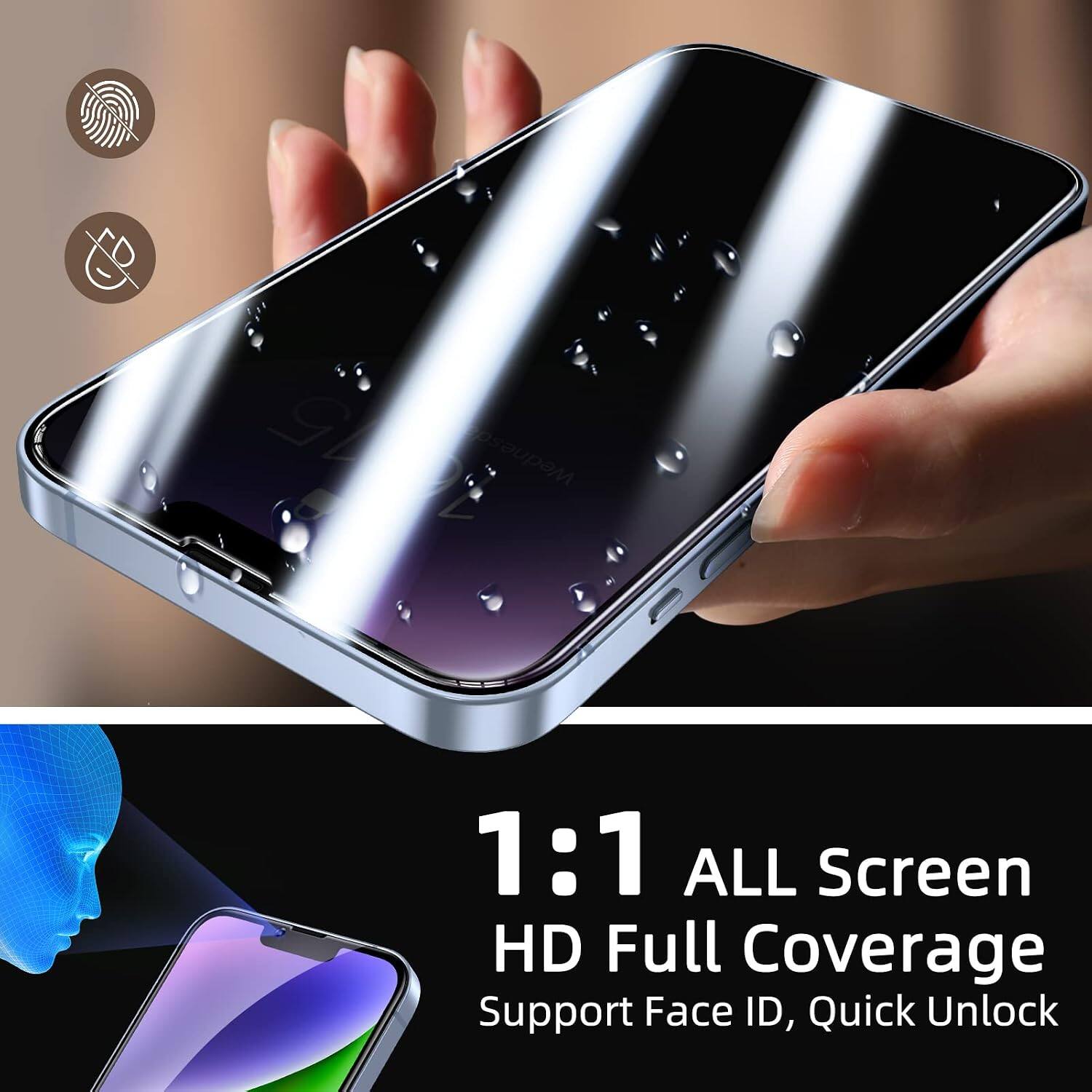 15
Wednesday
1:1 ALL Screen HD Full Coverage Support Face ID, Quick Unlock