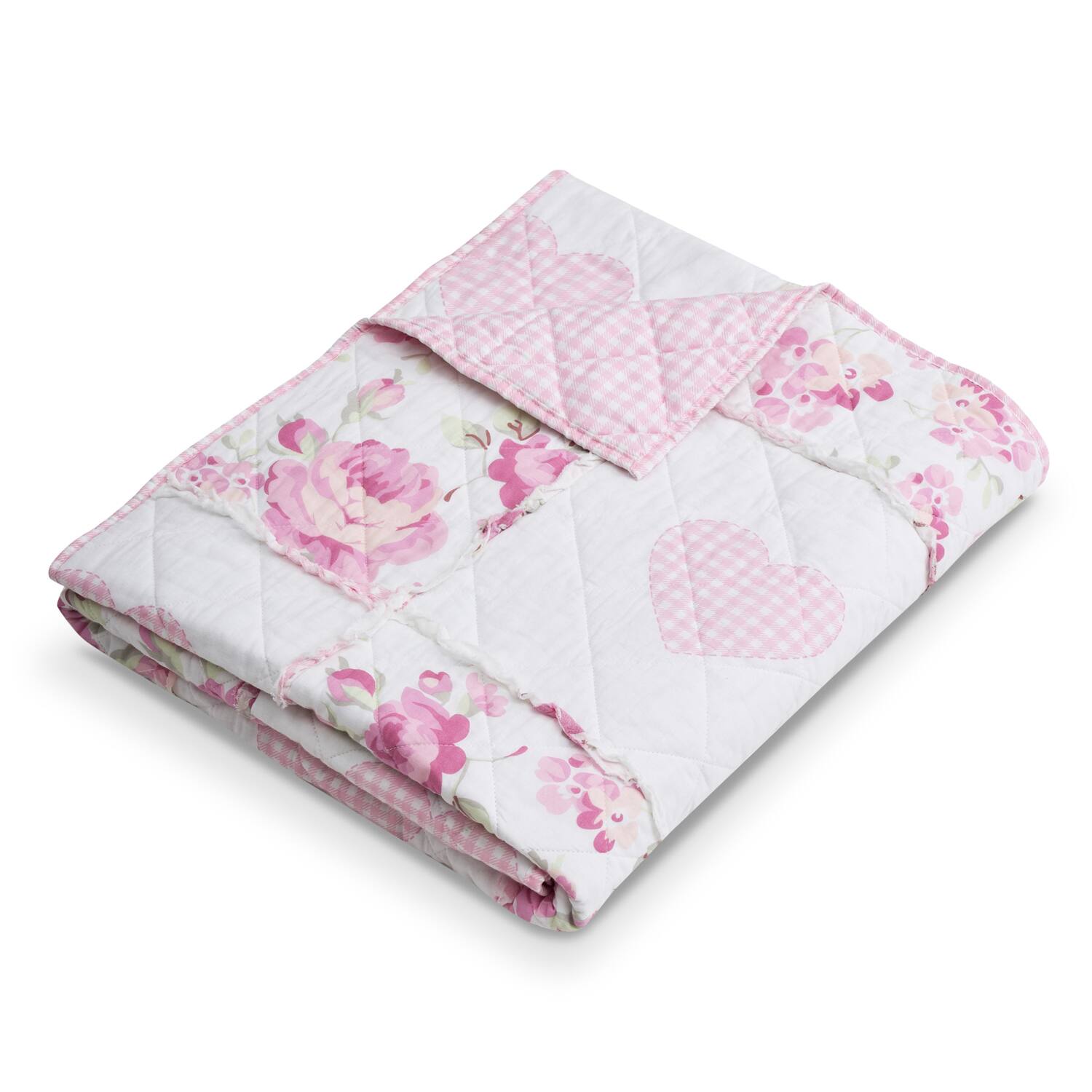 Alt View 2. Greenland Home Fashions - Greenland Home Fashions 100% Cotton Face 100% Microfiber Back Veronica's Hearts Accessory Throw Pink - Pink.