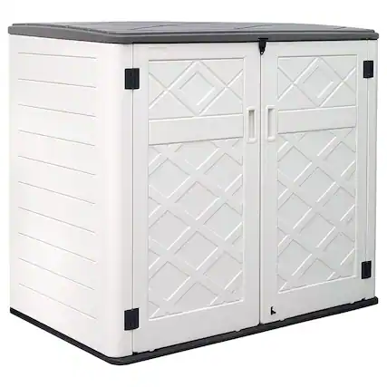 Front. Yardgrace - 48 Cu.ft Horizontal Outdoor Storage Shed, Weather Resistant for Garden Patio Backyard, Store Garbage Cans Lawn Mower - white.