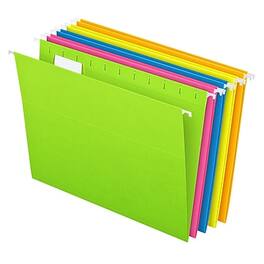 Pendaflex - Glow 5-Tab Hanging File Folders, Letter Size, Multicolor, 25/Box - Assorted