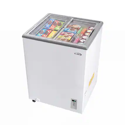 Front. Koolmore - 24 in. Commercial Flat Top Ice Cream Display Freezer, 5 Cu. Ft. in White (KM-ICD-5C) - White.