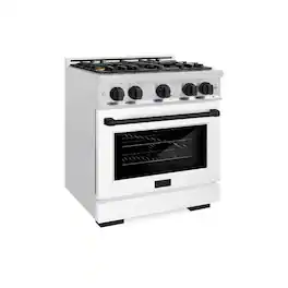 ZLINE - Autograph 30 in. Select Dual Fuel Satin Steel Range w/ White & Black Accents (HDRSZ-WM-30-MB) - White Matte