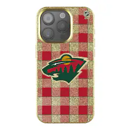 Keyscaper - NHL - Minnesota Wild Plaid Bling iPhone Case - 14 - Gold