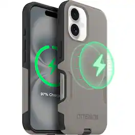 OtterBox - Commuter Series Hard Shell for MagSafe for Apple iPhone 16 - Pompeii Grey (Grey/Black)