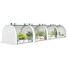 Outsunny - Mini Greenhouse, 177.2" x 39.4" x 31.5" Portable Greenhouse with 4 Roll-Up Doors, PE Cover, Small Green House