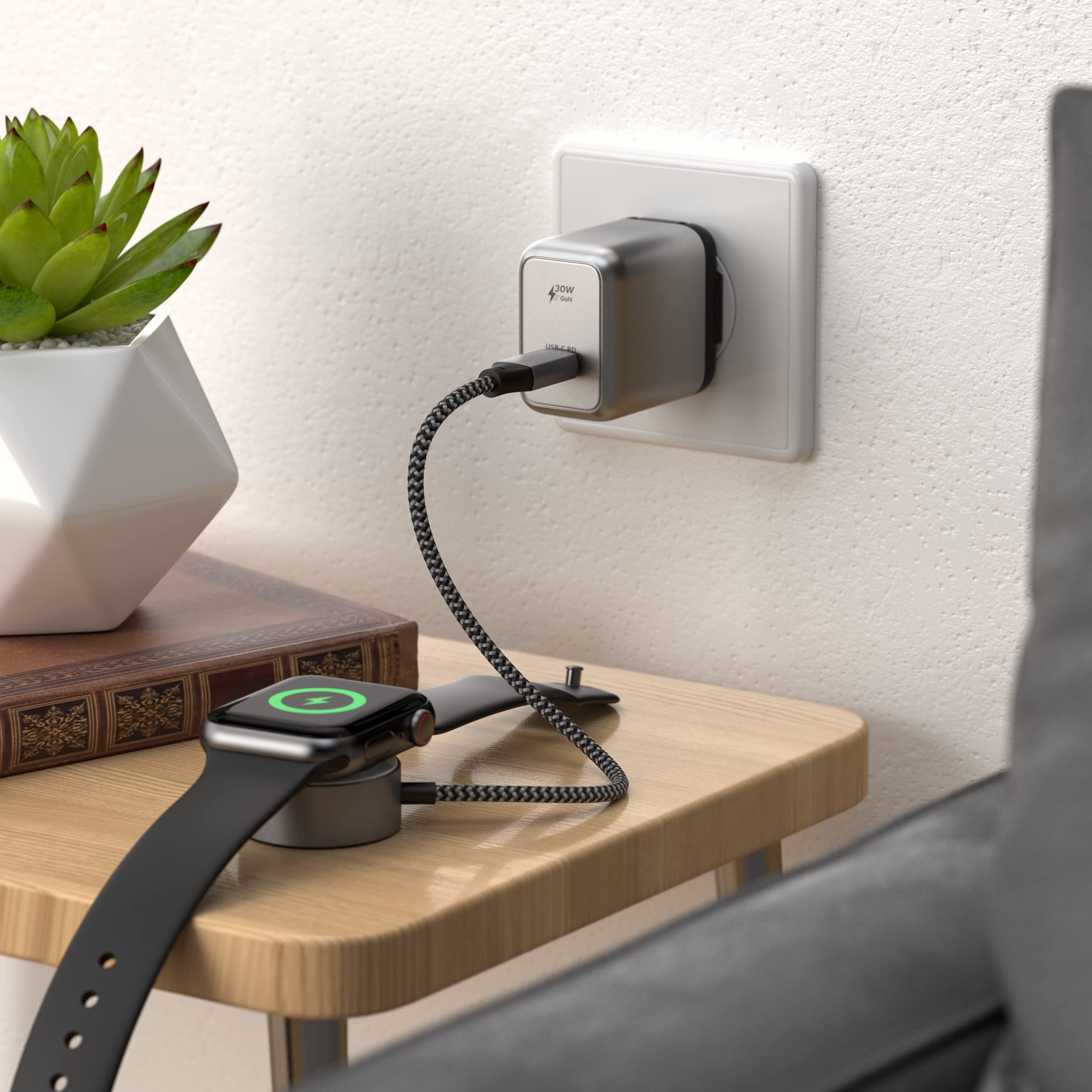 Alt View 1. Satechi - 30W USB-C PD GaN Wall Charger - Silver.