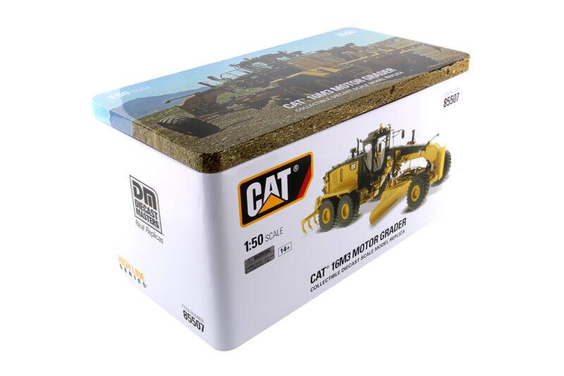CAT 16M3 MOTOR GRADER 1:50 SCALE DIECAST MODEL REPLICA  
CAT 16M3 MOTOR GRADER  
1:50 SCALE  
14+  
COLLECTIBLE DIECAST SCALE MODEL REPLICA  
CAT 16M3 MOTOR GRADER  
85507