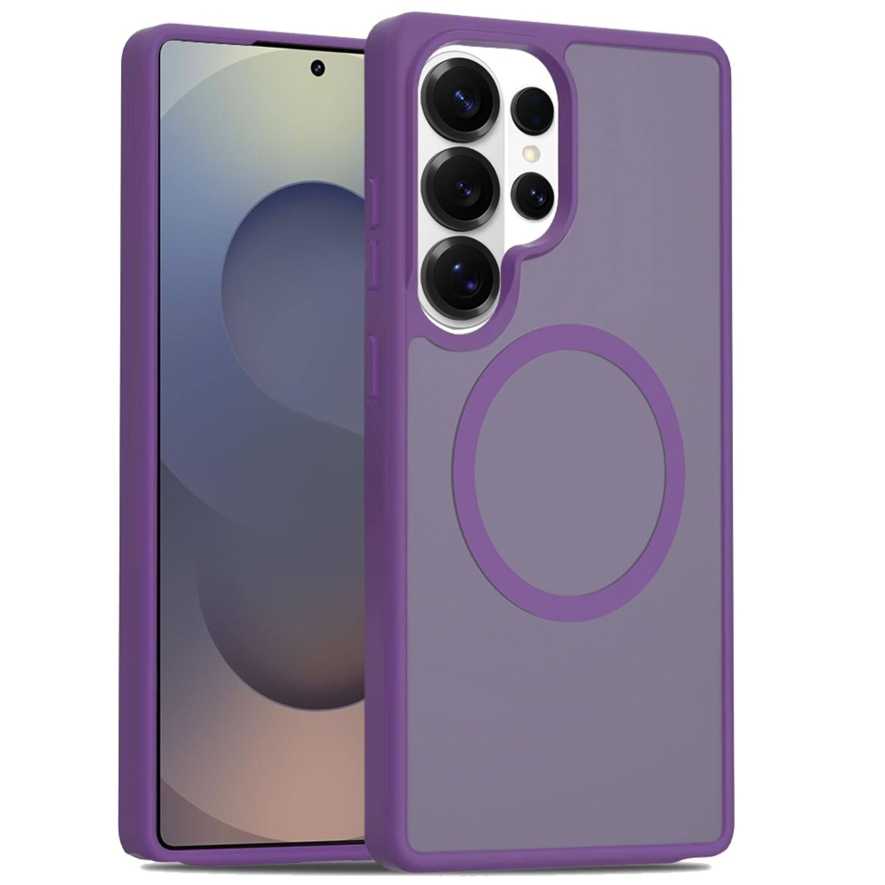 Left. Kitcheniva - Magnetic Circle Smooth Translucent Plus Tempered Glass For Samsung S26 Ultra Case Dark Purple - Dark Purple.