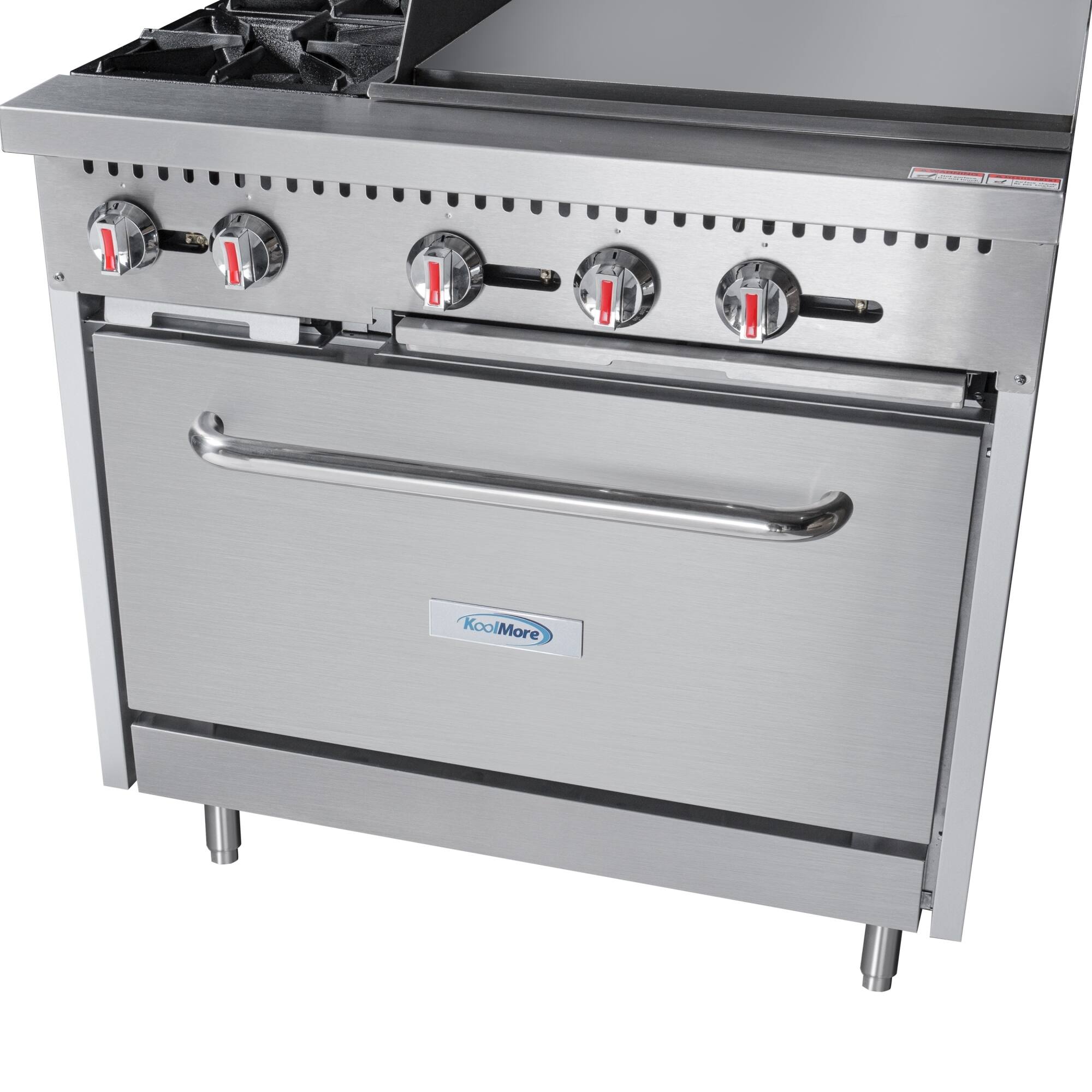 Alt View 6. Koolmore - 36 in. 2 Burner Commercial Natural Gas Range with 24 in. Griddle in Stainless-Steel (KM-CRG36-NG) - Stainless Steel.