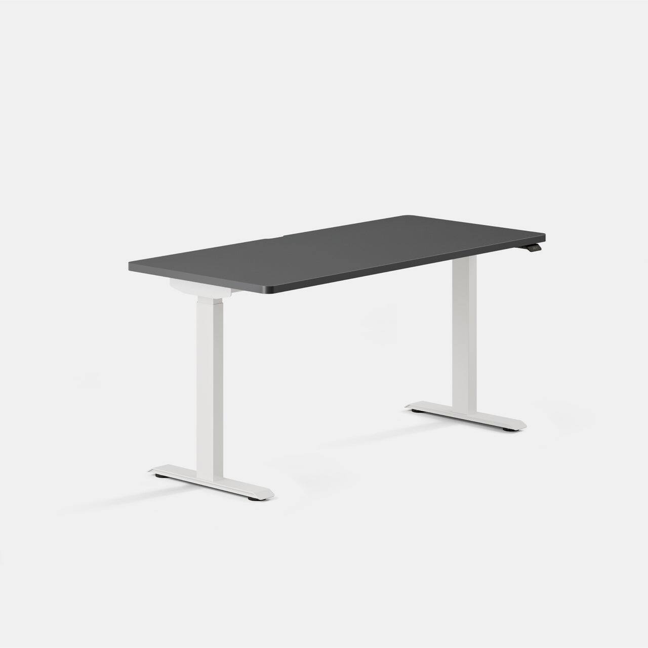 Angle. Branch Furniture - Duo Standing Desk 58" – Adjustable Desk with OLED Control Panel, Frameless Design & Compact Footprint - Charcoal / White.