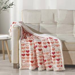 Noble House - Isabella Sherpa Micro Plush All Season Throw Blanket 50" x 60" Multicolor by Plazatex - Pink