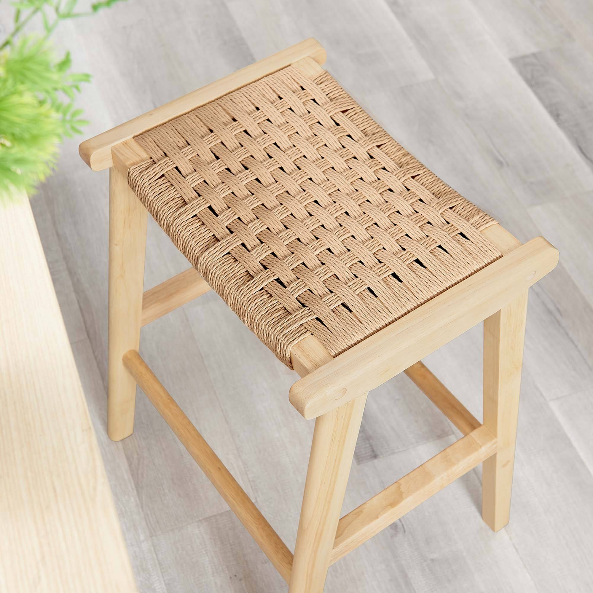 Alt View 6. Modway - Saoirse Woven Rope Wood Counter Stool Set of 2 by Modway - 0.