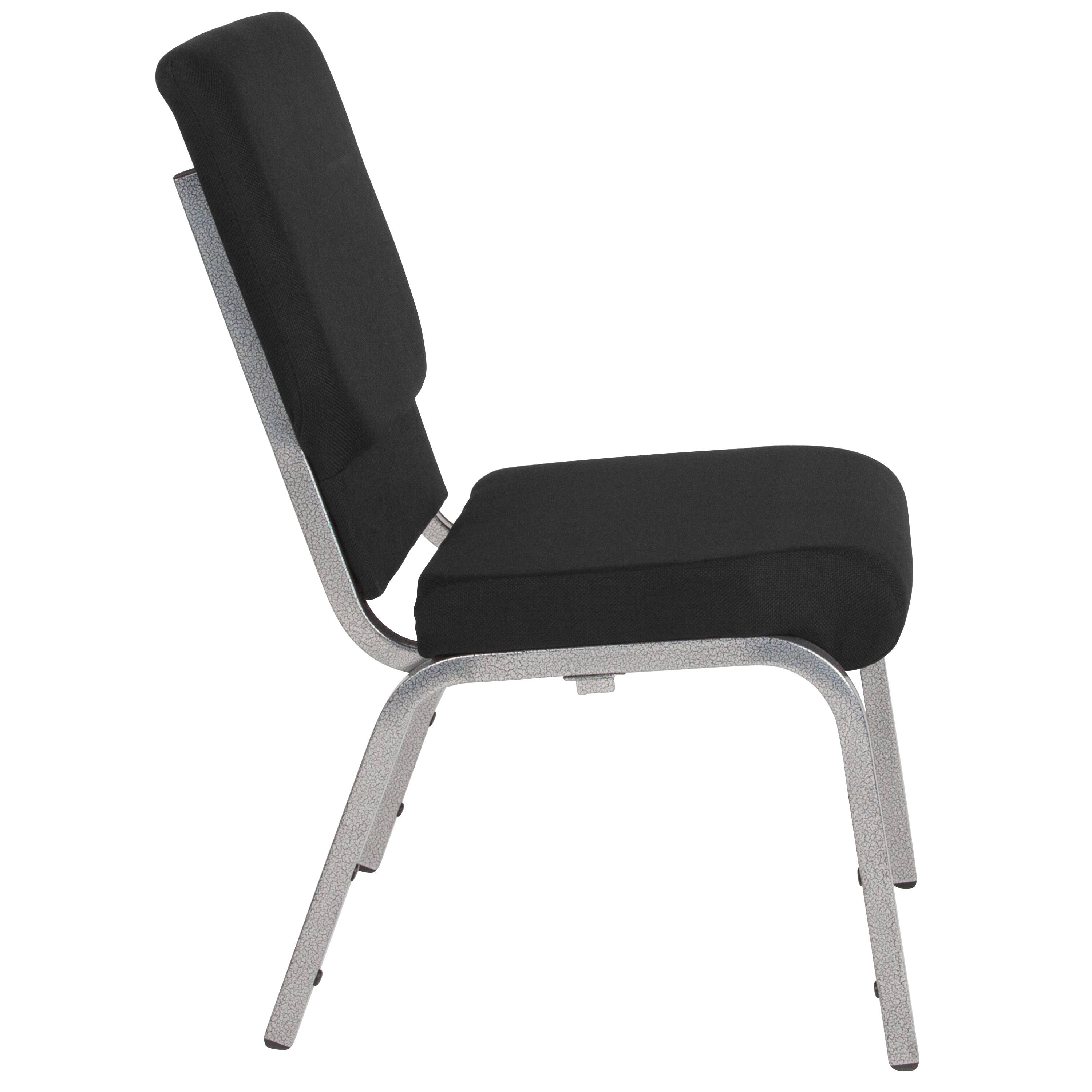 Alt View 16. Alamont Home - Hercules 18.5"W Stacking Church Chair in Black Fabric - Silver Vein Frame - Black Fabric/Silver Vein Frame.