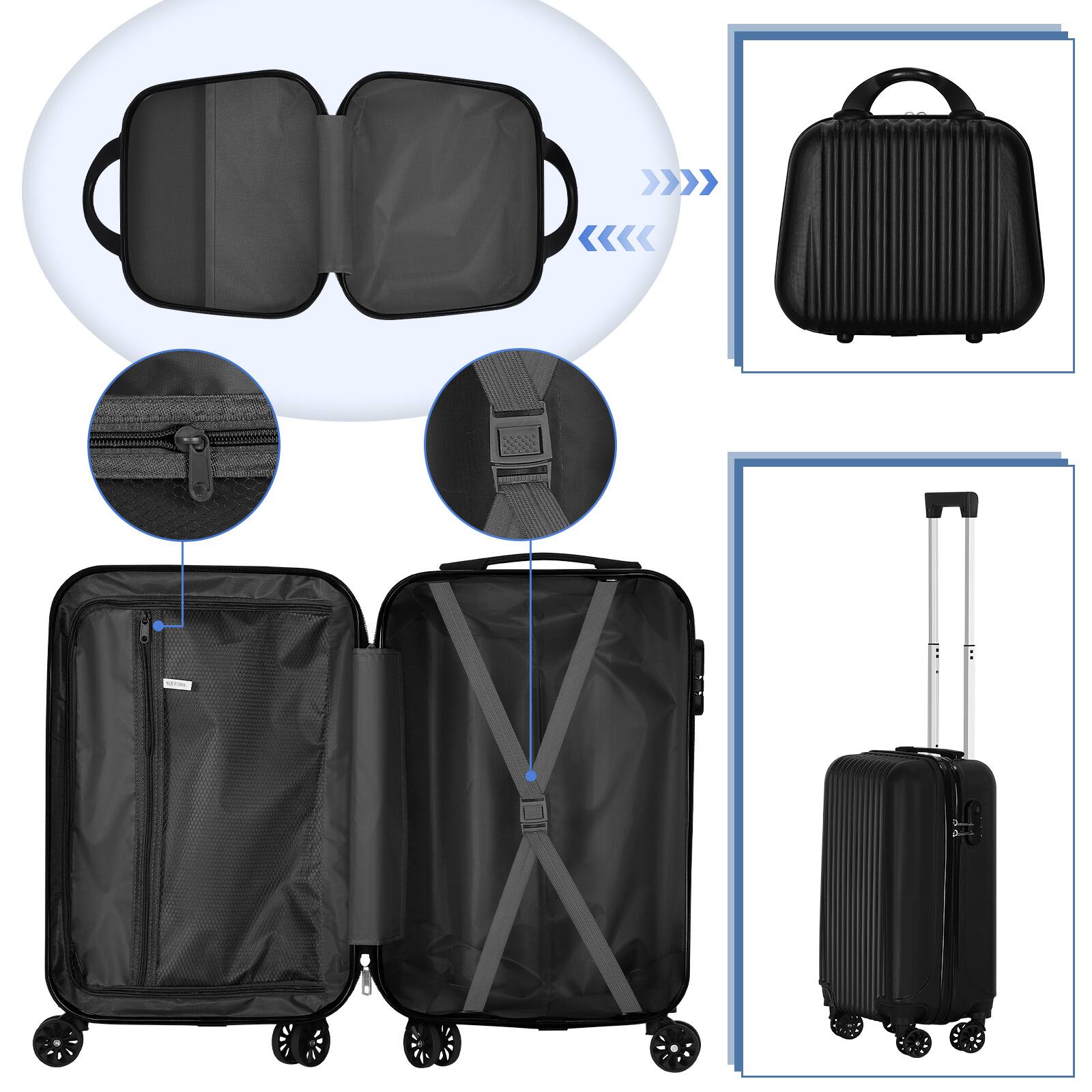 Left. Oumilen - Mystery Box‑14 in Carry On Luggage, Fashion Hard Shell Suitcase - Multicolor.