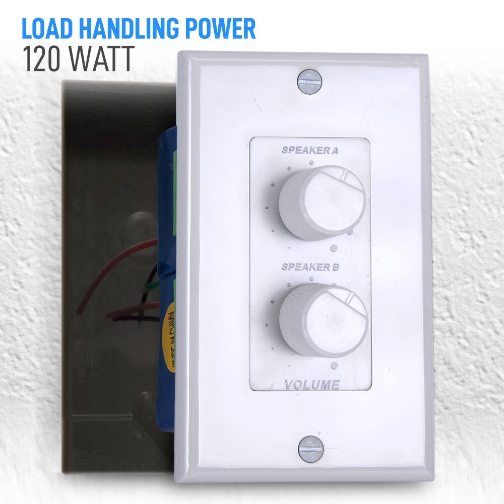 LOAD HANDLING POWER  
120 WATT  

SPEAKER A  
SPEAKER B  
VOLUME