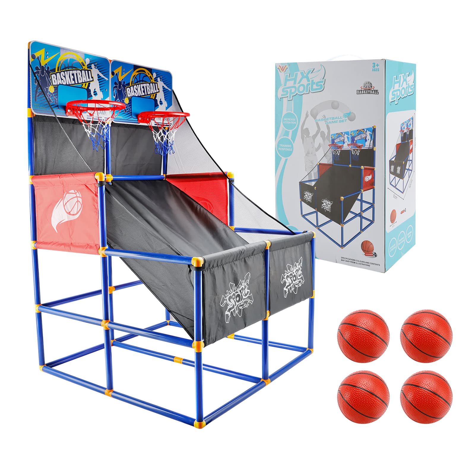 Topteng - Kid Dual Shot Basketball Arcade Game - Easy Assembly, 4 Balls & Pump Included, Indoor/Outdoor Fun for Ages 3+