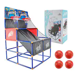Topteng - Kid Dual Shot Basketball Arcade Game - Easy Assembly, 4 Balls & Pump Included, Indoor/Outdoor Fun for Ages 3+