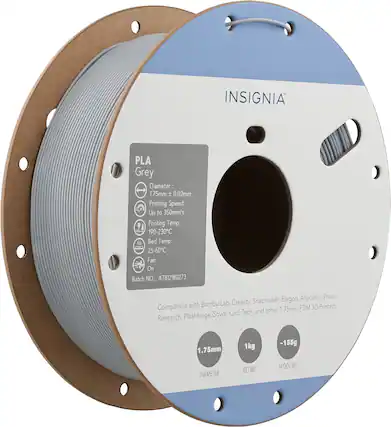 INSIGNIA PLA Grey
Diameter: 1.75mm ± 0.02mm
Printing Speed: Up to 350mm/s
Printing Temp: 190-230°C
Bed Temp: 25-60°C
Fan: On
Batch NO: A7812180273
Compatible with Bambu Lab, Creality, Snapmaker, Elegoo, AnyCubic, Prusa, Research, Flashforge, Sovol, Qidi Tech, and other 1.75mm FDM 3D Printers
1.75mm
1kg -155g
DIAMETER
NET WT.
SPOOL WT.